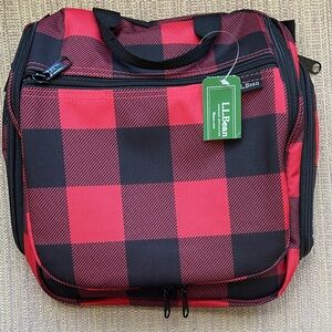 L.L. Bean Red and Black Plaid Toiletry Bag Medium Unisex